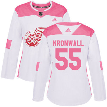 Adidas Detroit Red Wings 55 Niklas Kronwall White Pink Authentic Fashion Womens Stitched Nhl Jersey
