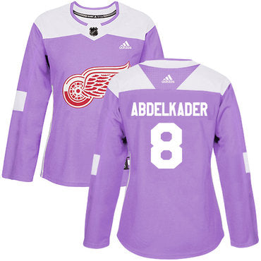 Adidas Detroit Red Wings 8 Justin Abdelkader Purple Authentic Fights Cancer Womens Stitched Nhl Jersey