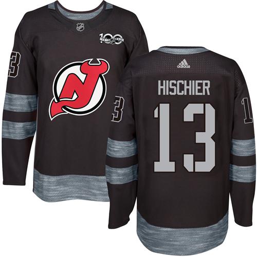 Adidas Devils 13 Nico Hischier Black 1917 2017 100th Anniversary Stitched Nhl Jersey