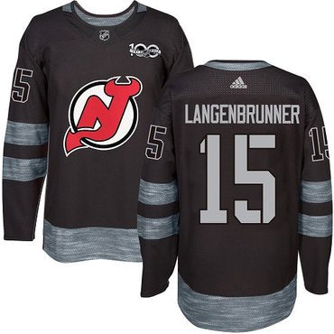 Adidas Devils 15 Langenbrunner Black 1917 2017 100th Anniversary Stitched Nhl Jersey