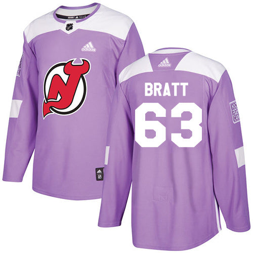 Adidas Devils 63 Jesper Bratt Purple Authentic Fights Cancer Stitched Nhl Jersey
