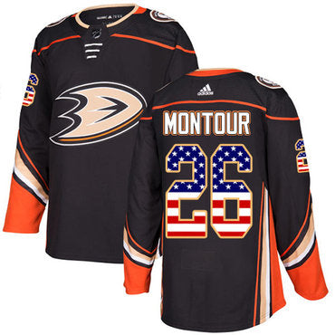 Adidas Ducks 26 Brandon Montour Black Home Authentic Usa Flag Stitched Nhl Jersey