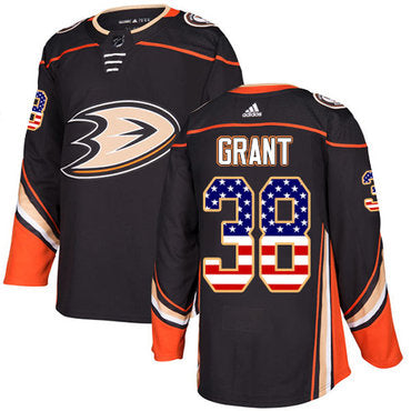 Adidas Ducks 38 Derek Grant Black Home Authentic Usa Flag Stitched Nhl Jersey