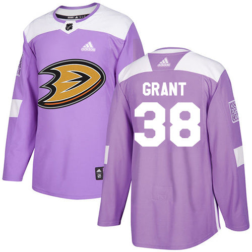 Adidas Ducks 38 Derek Grant Purple Authentic Fights Cancer Stitched Nhl Jersey