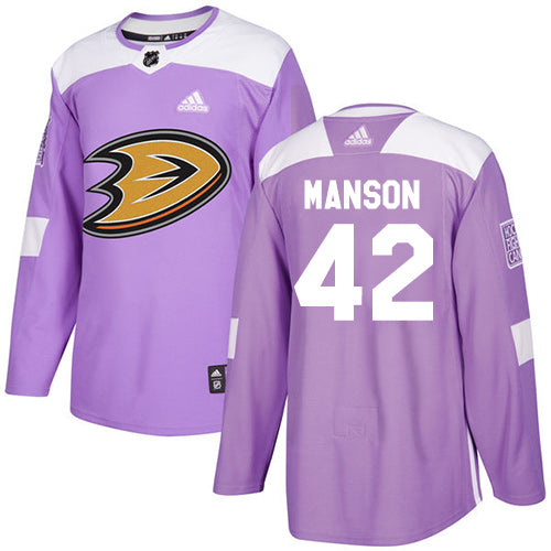 Adidas Ducks 42 Josh Manson Purple Authentic Fights Cancer Stitched Nhl Jersey