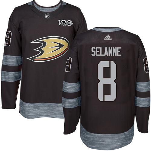 Adidas Ducks 8 Teemu Selanne Black 1917 2017 100th Anniversary Stitched Nhl Jersey
