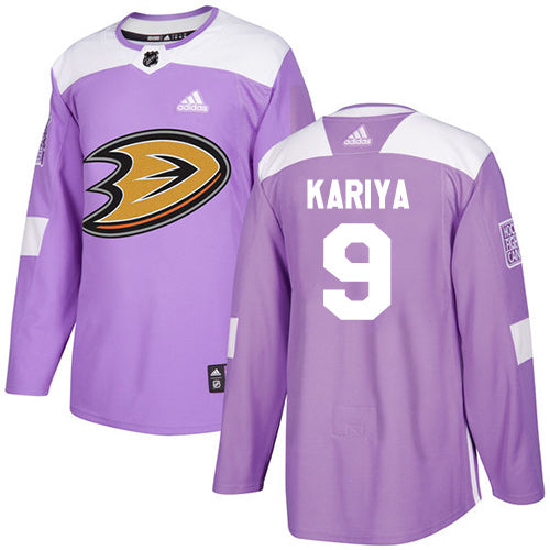 Adidas Ducks 9 Paul Kariya Purple Authentic Fights Cancer Stitched Nhl Jersey