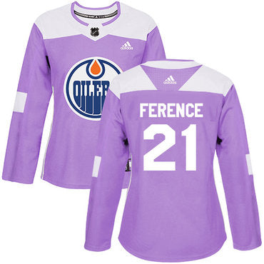 Adidas Edmonton Oilers 21 Andrew Ference Purple Authentic Fights Cancer Womens Stitched Nhl Jersey