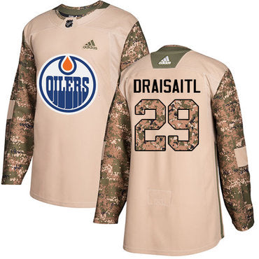 Adidas Edmonton Oilers 29 Leon Draisaitl Camo Authentic 2017 Veterans Day Stitched Nhl Jersey