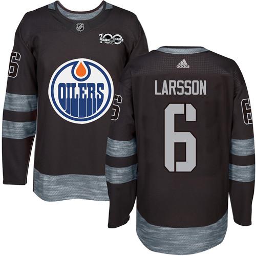 Adidas Edmonton Oilers 6 Adam Larsson Black 1917 2017 100th Anniversary Stitched Nhl Jersey