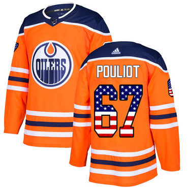 Adidas Edmonton Oilers 67 Benoit Pouliot Orange Home Authentic Usa Flag Stitched Nhl Jersey