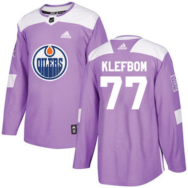 Adidas Edmonton Oilers 77 Oscar Klefbom Purple Authentic Fights Cancer Stitched Nhl Jersey