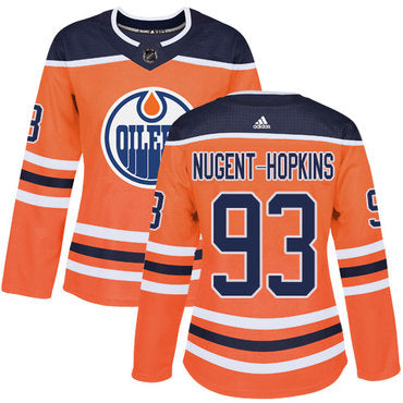 Adidas Edmonton Oilers 93 Ryan Nugent hopkins Orange Home Authentic Womens Stitched Nhl Jersey
