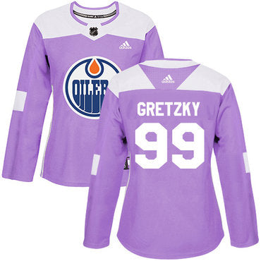 Adidas Edmonton Oilers 99 Wayne Gretzky Purple Authentic Fights Cancer Womens Stitched Nhl Jersey