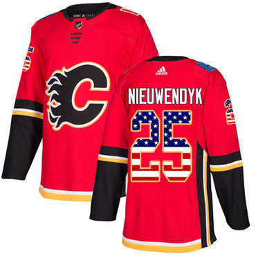 Adidas Flames 25 Joe Nieuwendyk Red Home Authentic Usa Flag Stitched Nhl Jersey