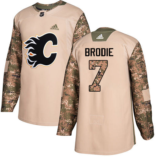 Adidas Flames 7 Tj Brodie Camo Authentic 2017 Veterans Day Stitched Nhl Jersey