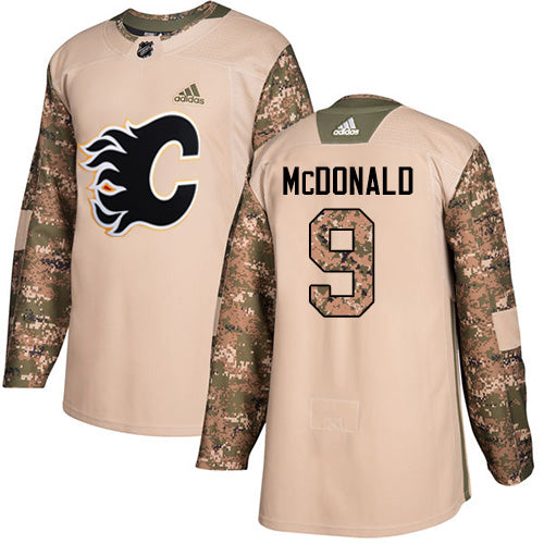 Adidas Flames 9 Lanny Mcdonald Camo Authentic 2017 Veterans Day Stitched Nhl Jersey