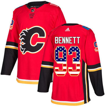 Adidas Flames 93 Sam Bennett Red Home Authentic Usa Flag Stitched Nhl Jersey