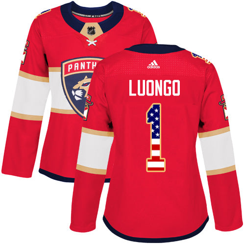 Adidas Florida Panthers 1 Roberto Luongo Red Home Authentic Usa Flag Womens Stitched Nhl Jersey