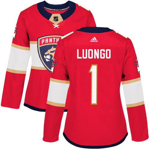 Adidas Florida Panthers 1 Roberto Luongo Red Home Authentic Womens Stitched Nhl Jersey