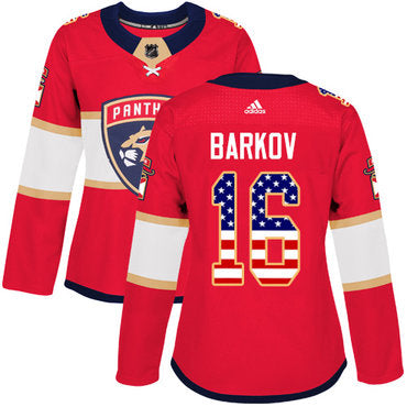 Adidas Florida Panthers 16 Aleksander Barkov Red Home Authentic Usa Flag Womens Stitched Nhl Jersey