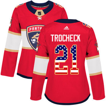 Adidas Florida Panthers 21 Vincent Trocheck Red Home Authentic Usa Flag Womens Stitched Nhl Jersey