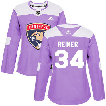 Adidas Florida Panthers 34 James Reimer Purple Authentic Fights Cancer Womens Stitched Nhl Jersey