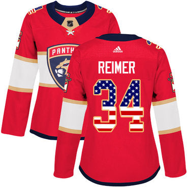 Adidas Florida Panthers 34 James Reimer Red Home Authentic Usa Flag Womens Stitched Nhl Jersey