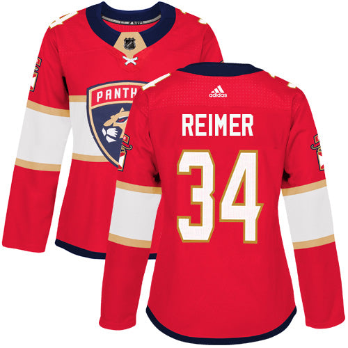 Adidas Florida Panthers 34 James Reimer Red Home Authentic Womens Stitched Nhl Jersey