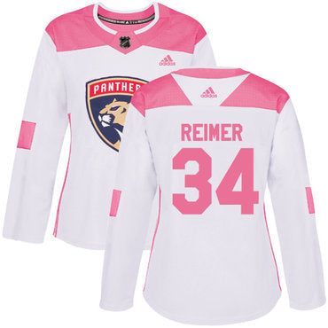 Adidas Florida Panthers 34 James Reimer White Pink Authentic Fashion Womens Stitched Nhl Jersey