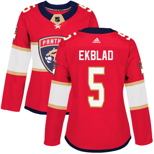Adidas Florida Panthers 5 Aaron Ekblad Red Home Authentic Womens Stitched Nhl Jersey