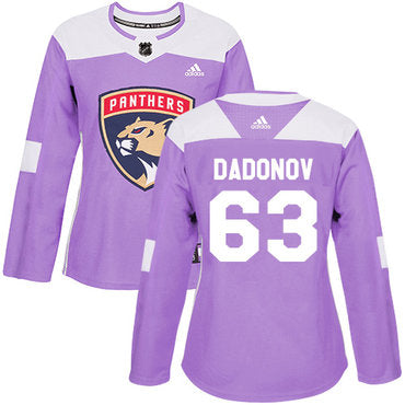 Adidas Florida Panthers 63 Evgenii Dadonov Purple Authentic Fights Cancer Womens Stitched Nhl Jersey