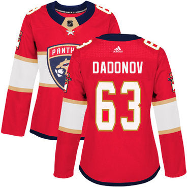 Adidas Florida Panthers 63 Evgenii Dadonov Red Home Authentic Womens Stitched Nhl Jersey