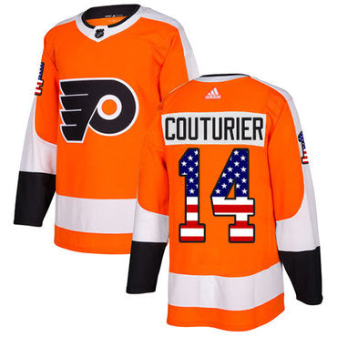 Adidas Flyers 14 Sean Couturier Orange Home Authentic Usa Flag Stitched Nhl Jersey