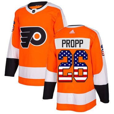 Adidas Flyers 26 Brian Propp Orange Home Authentic Usa Flag Stitched Nhl Jersey