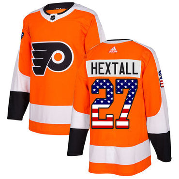 Adidas Flyers 27 Ron Hextall Orange Home Authentic Usa Flag Stitched Nhl Jersey