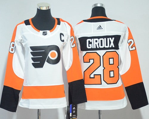 Adidas Flyers 28 Claude Giroux White Road Authentic Womens Stitched Nhl Jersey