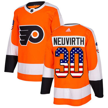 Adidas Flyers 30 Michal Neuvirth Orange Home Authentic Usa Flag Stitched Nhl Jersey