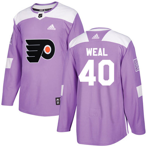 Adidas Flyers 40 Jordan Weal Purple Authentic Fights Cancer Stitched Nhl Jersey