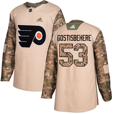 Adidas Flyers 53 Shayne Gostisbehere Camo Authentic 2017 Veterans Day Stitched Nhl Jersey