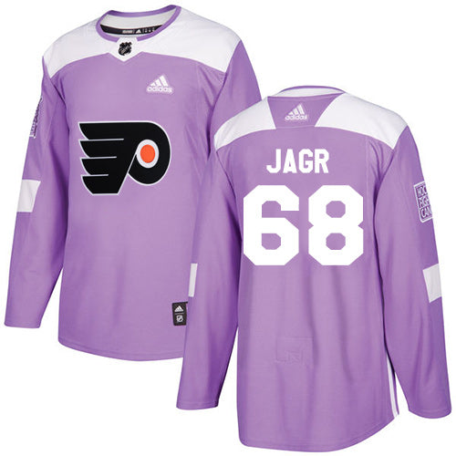 Adidas Flyers 68 Jaromir Jagr Purple Authentic Fights Cancer Stitched Nhl Jersey