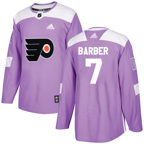 Adidas Flyers 7 Bill Barber Purple Authentic Fights Cancer Stitched Nhl Jersey