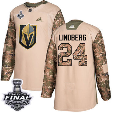 Adidas Golden Knights 24 Oscar Lindberg Camo Authentic 2017 Veterans Day 2018 Stanley Cup Final Stitched Nhl Jersey