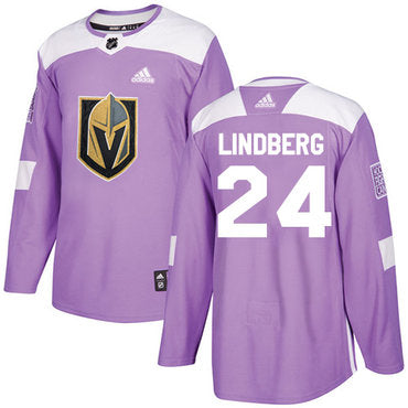Adidas Golden Knights 24 Oscar Lindberg Purple Authentic Fights Cancer Stitched Nhl Jersey