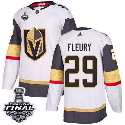 Adidas Golden Knights 29 Marc andre Fleury White Road Authentic 2018 Stanley Cup Final Stitched Nhl Jersey