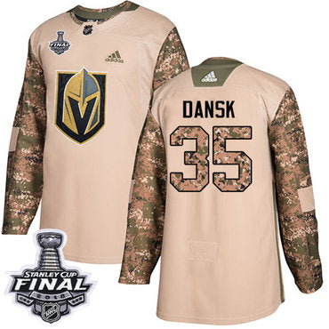 Adidas Golden Knights 35 Oscar Dansk Camo Authentic 2017 Veterans Day 2018 Stanley Cup Final Stitched Nhl Jersey