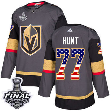 Adidas Golden Knights 77 Brad Hunt Grey Home Authentic Usa Flag 2018 Stanley Cup Final Stitched Nhl Jersey