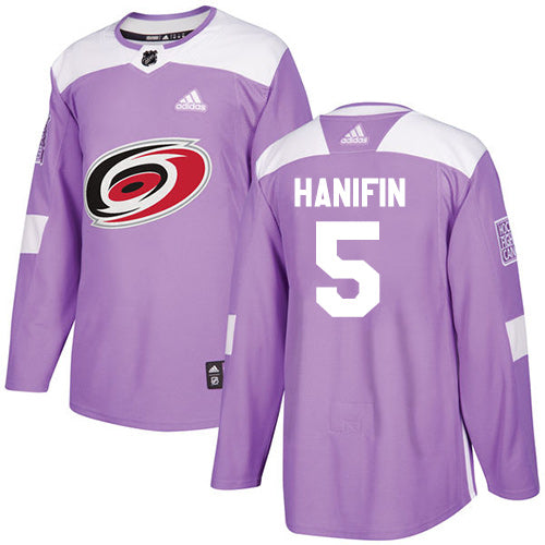 Adidas Hurricanes 5 Noah Hanifin Purple Authentic Fights Cancer Stitched Nhl Jersey