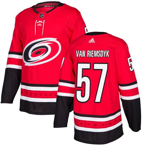Adidas Hurricanes 57 Trevor Van Riemsdyk Red Home Authentic Stitched Nhl Jersey