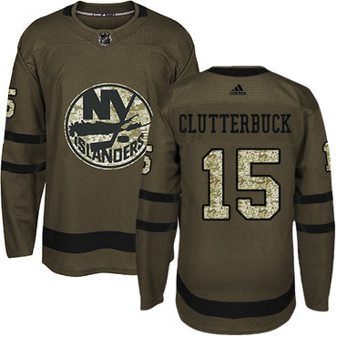 Adidas Islanders 15 Cal Clutterbuck Green Salute To Service Stitched Nhl Jersey